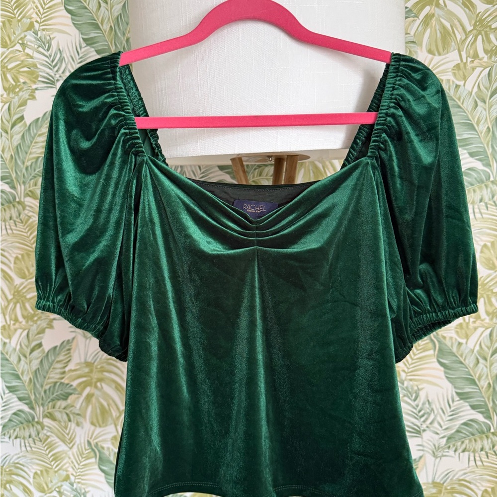 Rachel Roy Emerald Velvet Puff Sleeve Blouse